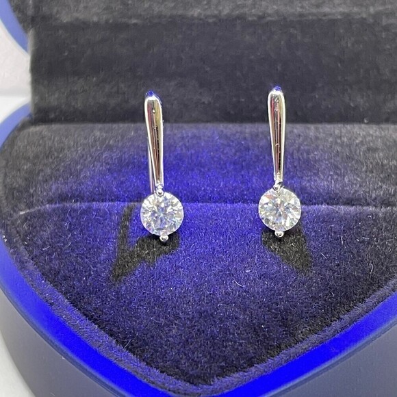 Jewelry - Moissanite Earrings GRA Certified Drop Earrings 18K 925 Silver Round Cut